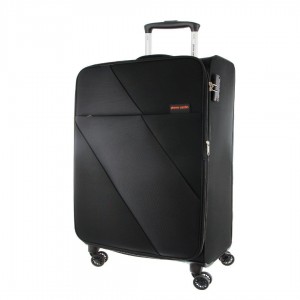 Maletas Pierre Cardin 55cm CABIN Soft-Shell Suitcase Travel Negras | TKLM-68425