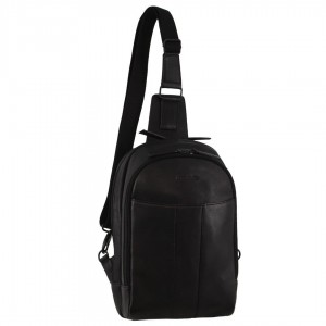 Mochilas Pierre Cardin Leather Sling Bag Hombre Negras | JKED-20978