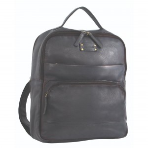 Mochilas Pierre Cardin Rustic Leather Business Backpack Computer Bag Mujer Negras | UORI-53249