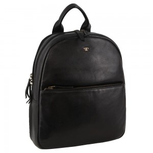 Mochilas Pierre Cardin Rustic Leather Business Backpack Computer Bag Mujer Negras | MFJL-49705