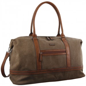 Overnight Bags Pierre Cardin Canvas Overnight Bag Travel Marrones | KZHJ-52913