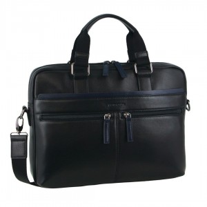 Portátil Pierre Cardin Leather Business Computer Bag Travel Azul Marino | RJWK-17954