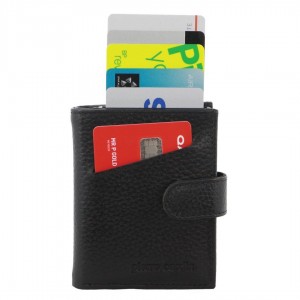 Tab Wallets Pierre Cardin Leather Smart Slide Card Holder Tab Wallet Hombre Negras | AMIH-72456