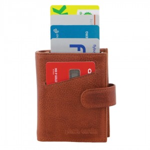 Tarjeteros Pierre Cardin Leather Smart Slide Card Holder Tab Wallet Hombre Marrones | NXVE-08541