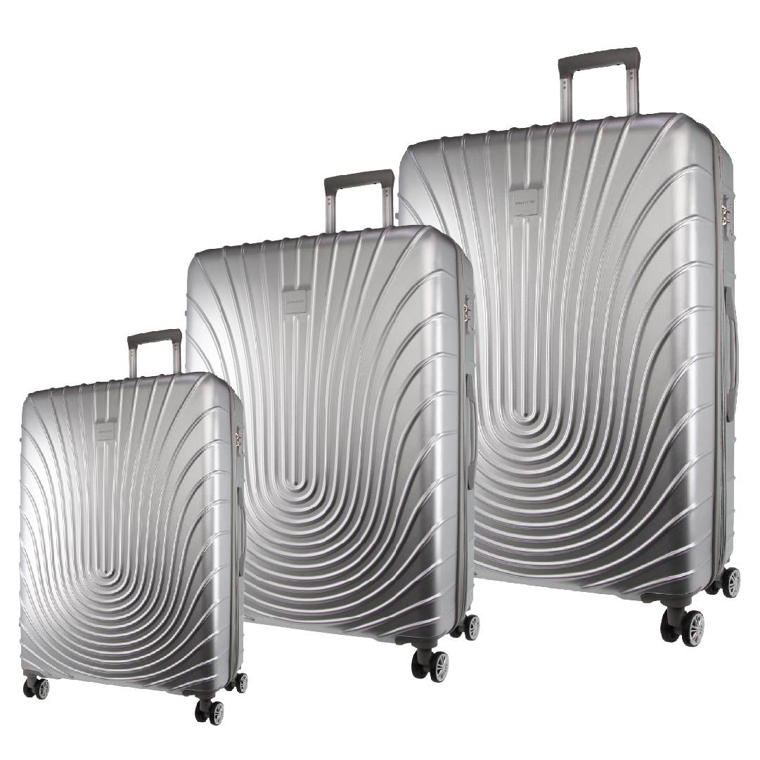 3-Piece Sets Pierre Cardin Hard Shell 3-Piece Luggage Set Travel Plateadas | ZTGQ-09265