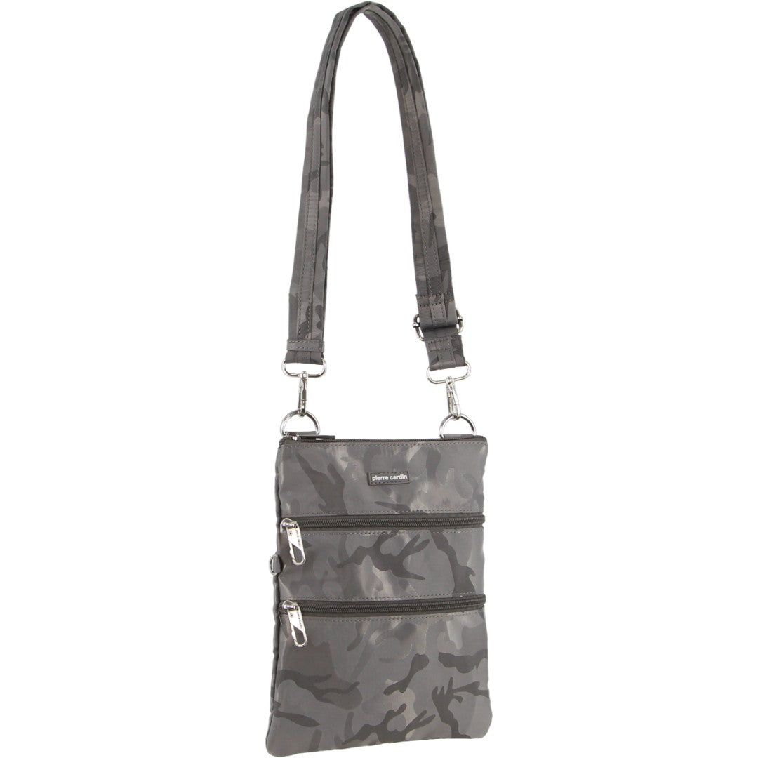 Anti-Theft Range Pierre Cardin Anti-Theft Cross Body Bag Mujer Gris Camuflaje | ZOAU-26458