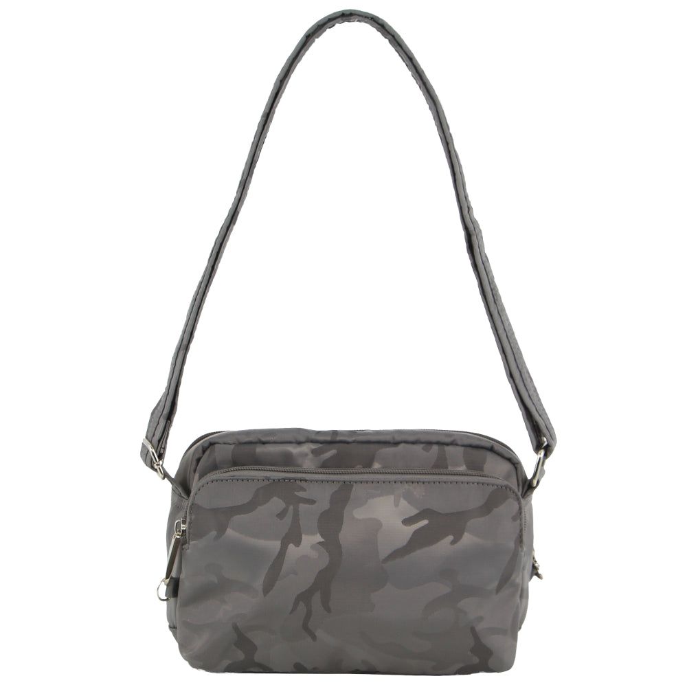 Anti-Theft Range Pierre Cardin Anti-Theft Cross Body Bag Travel Gris Camuflaje | ZJNG-28436