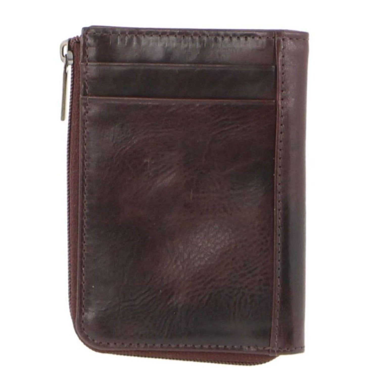 Bi-Fold Wallets Pierre Cardin Italian Leather Key + Credit Card Holder Hombre Chocolate | WKAD-39078