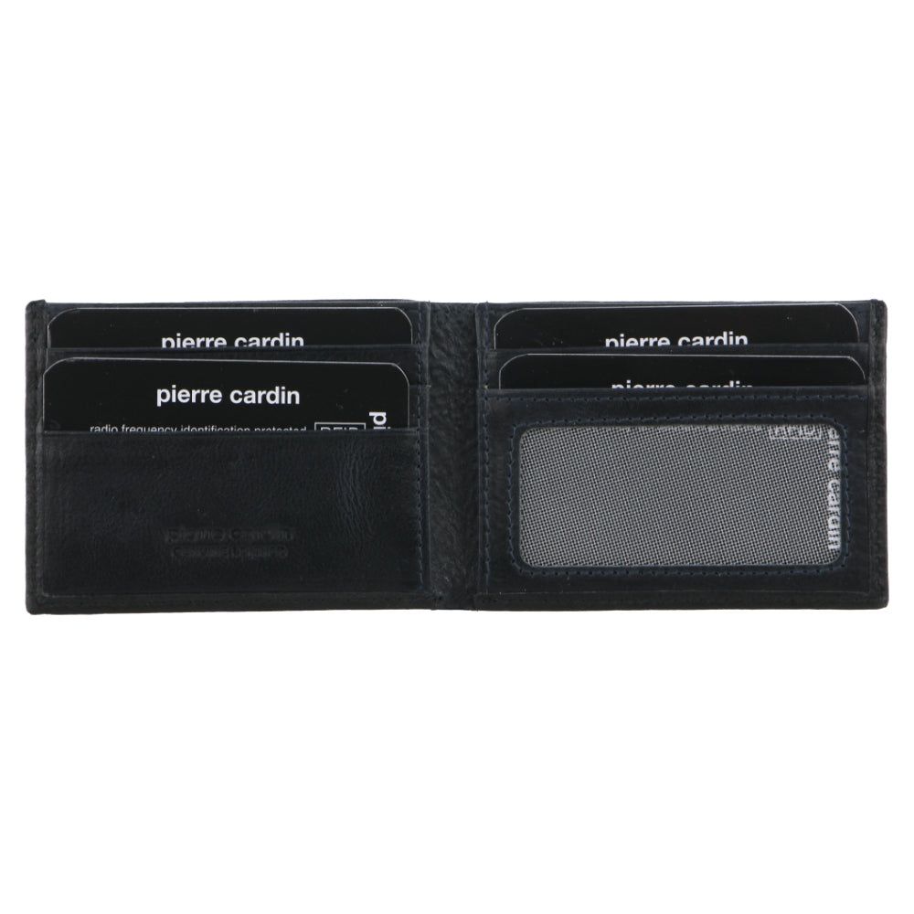 Bi-Fold Wallets Pierre Cardin Italian Leather Two Tone Wallet Card Holder Hombre Negras | STOB-58069