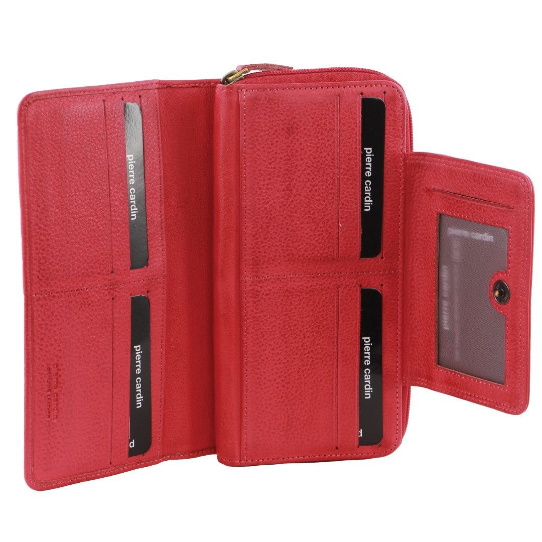 Bi-Fold Wallets Pierre Cardin Leather Bi-Fold Tab Wallet Mujer Rosas | DSFM-63092