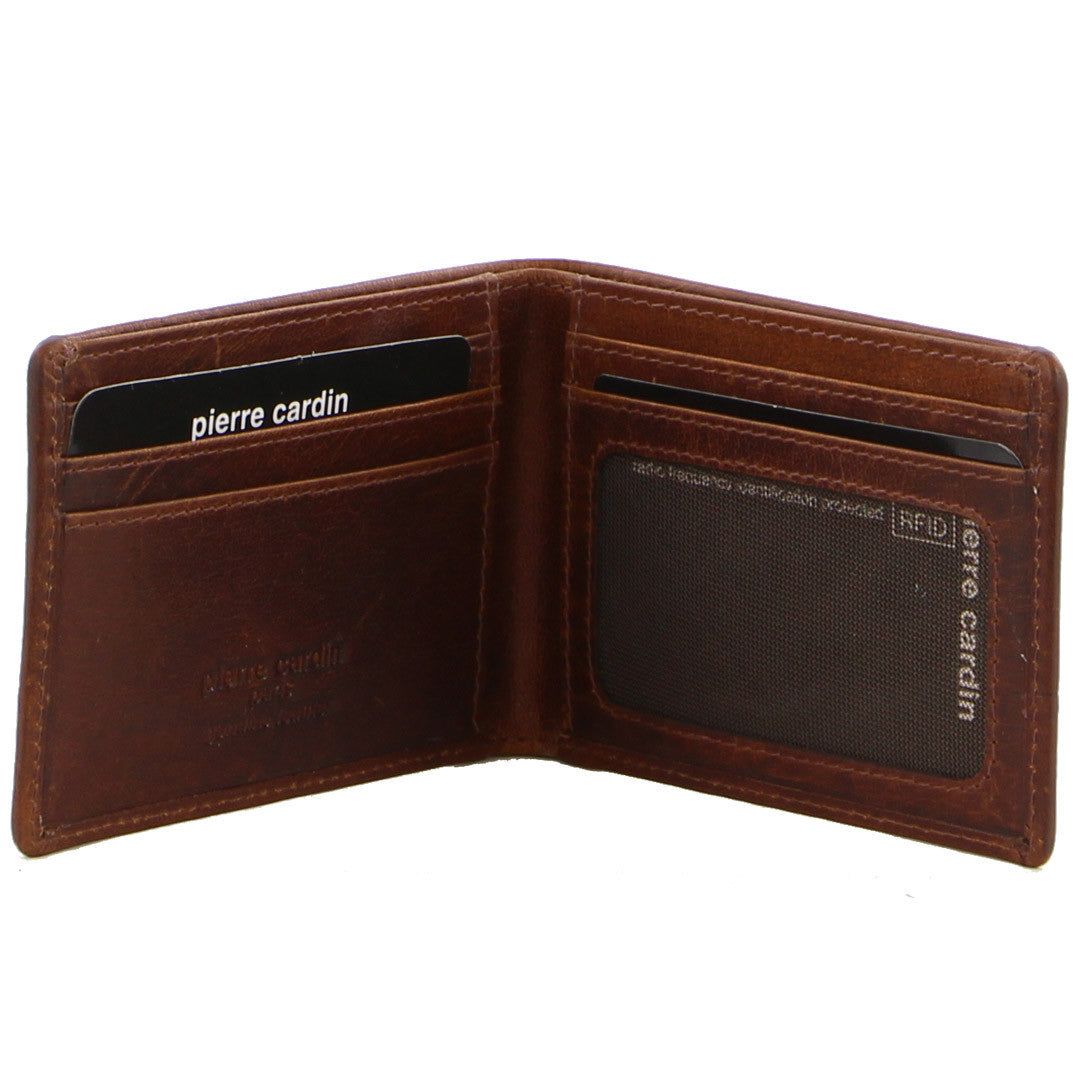 Bi-Fold Wallets Pierre Cardin Leather Slimline Bi-Fold Wallet Hombre Marrones | ESBZ-46519