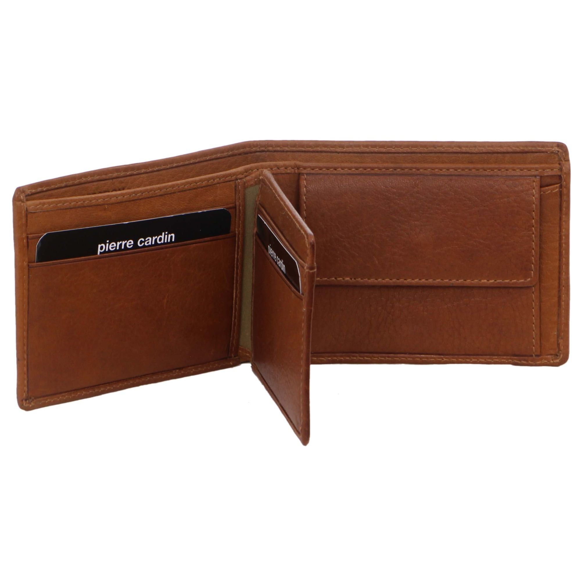 Bi-Fold Wallets Pierre Cardin Rustic Leather Bi-Fold Wallet Hombre Marrones | IYHP-13826