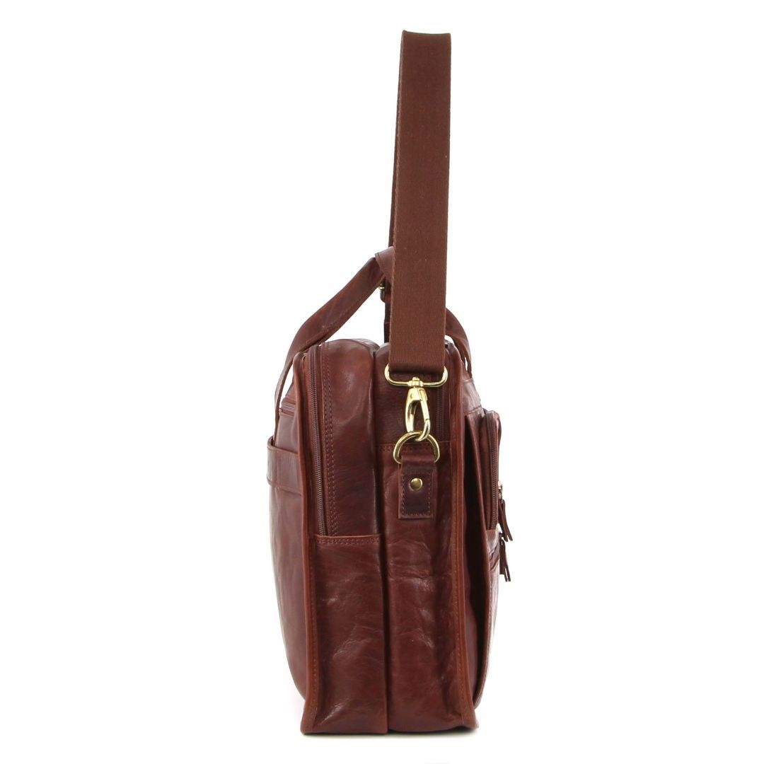 Bolsa De Mensajero Pierre Cardin Rustic Leather Computer Bag Hombre Marrones | XZCY-43867