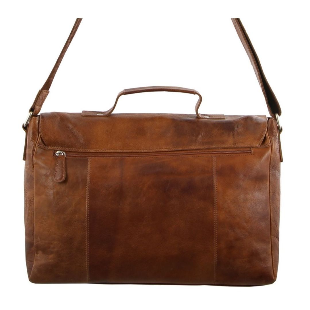 Bolsa De Mensajero Pierre Cardin Rustic Leather Computer Bag Hombre Marrones | AWHE-80342