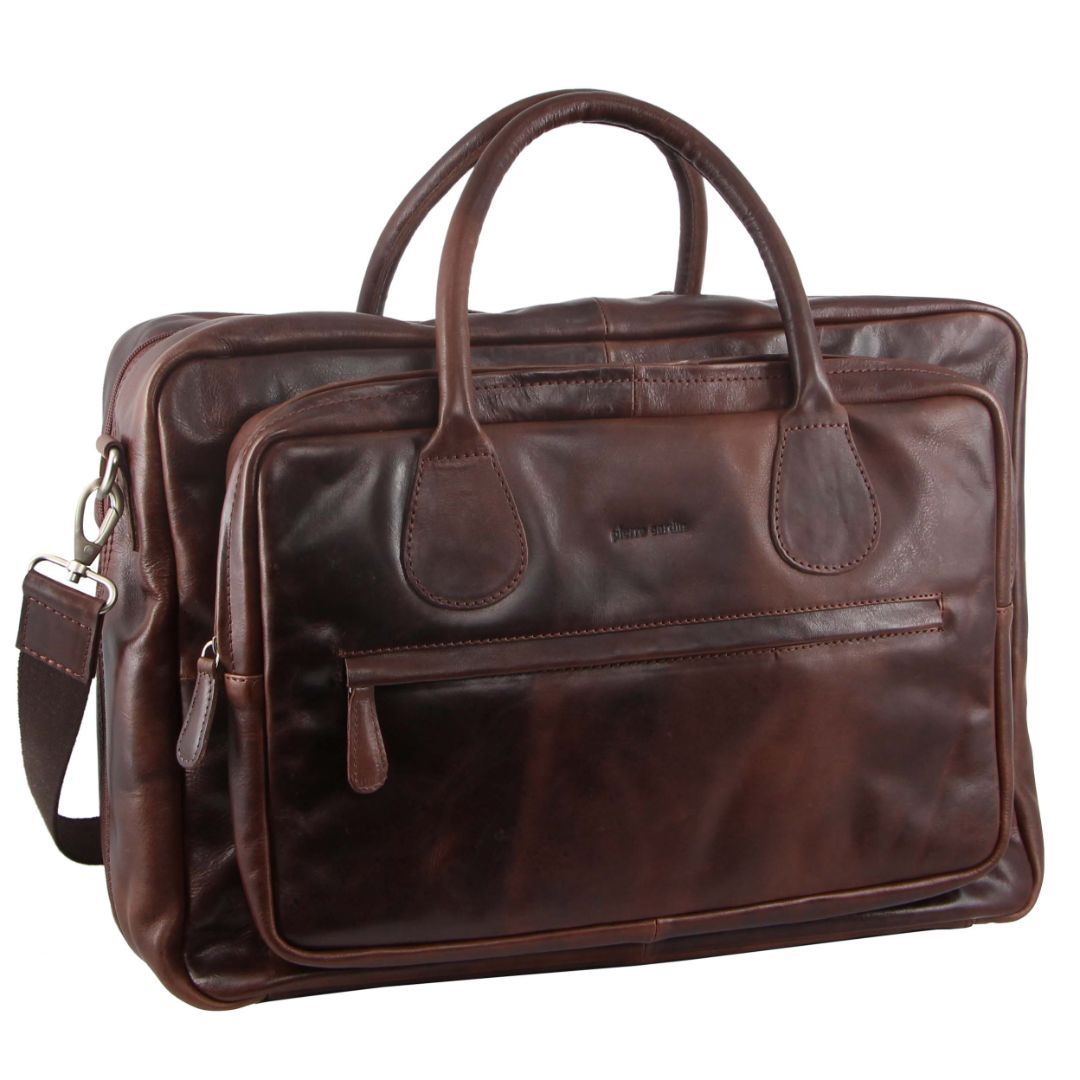 Bolsa De Mensajero Pierre Cardin Rustic Leather Business Bag Hombre Marrones | XEZW-34805