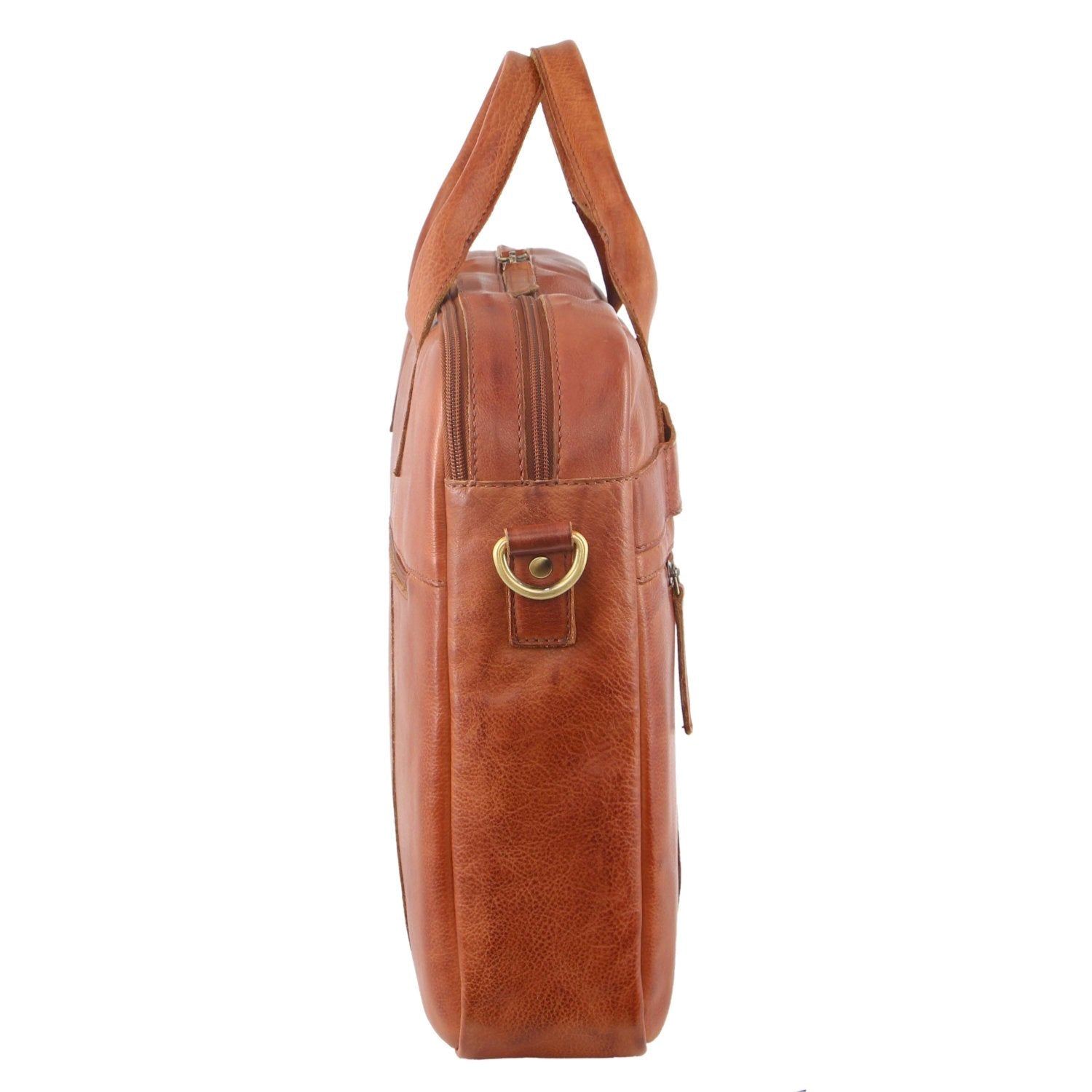 Bolsa De Mensajero Pierre Cardin Rustic Leather Computer Bag Hombre Marrones | ZIFV-10624