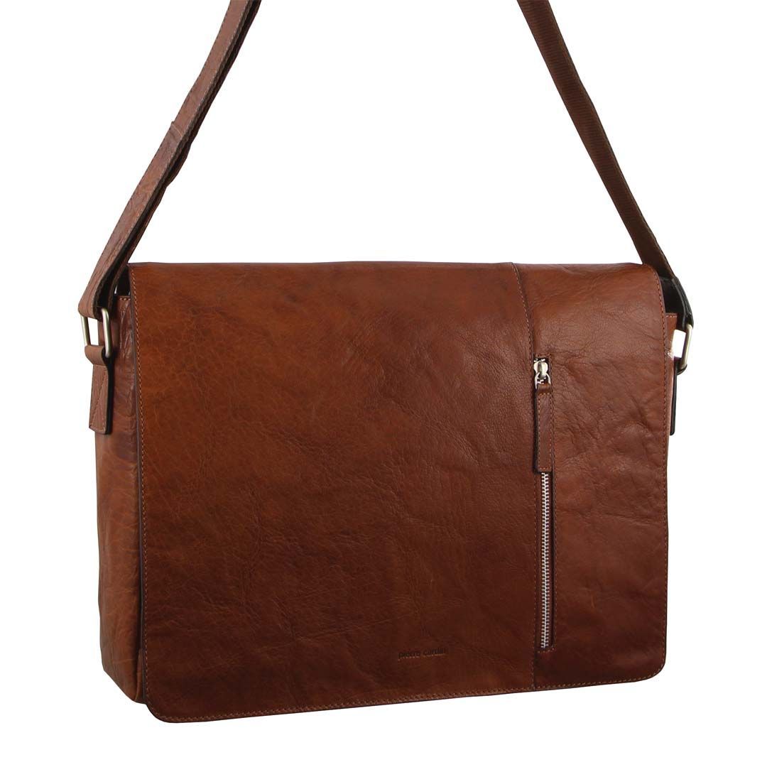 Bolsa De Mensajero Pierre Cardin Rustic Leather Computer Messenger Bag Hombre Marrones | KUBZ-79840