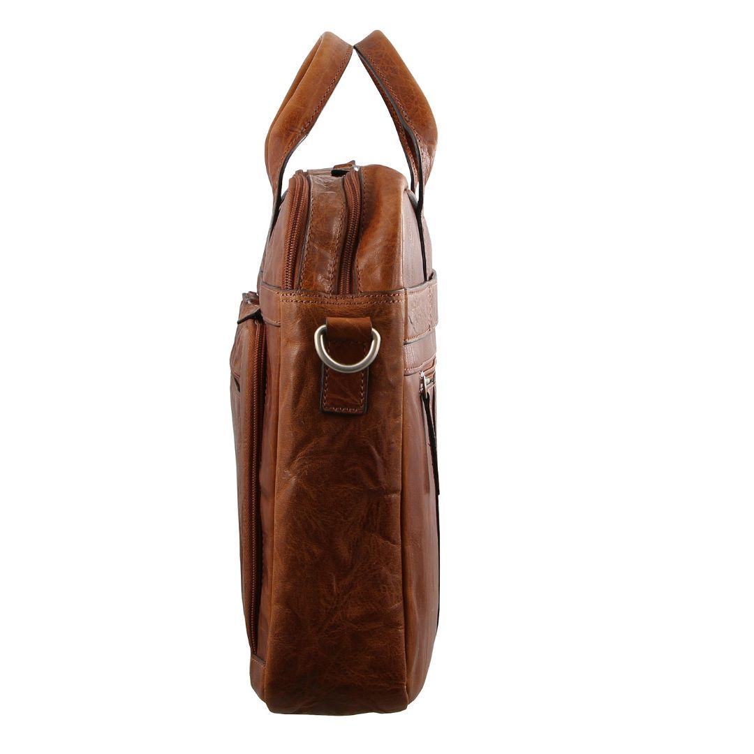 Bolsa De Mensajero Pierre Cardin Rustic Leather Computer Business Bag Hombre Marrones | KLWA-13876