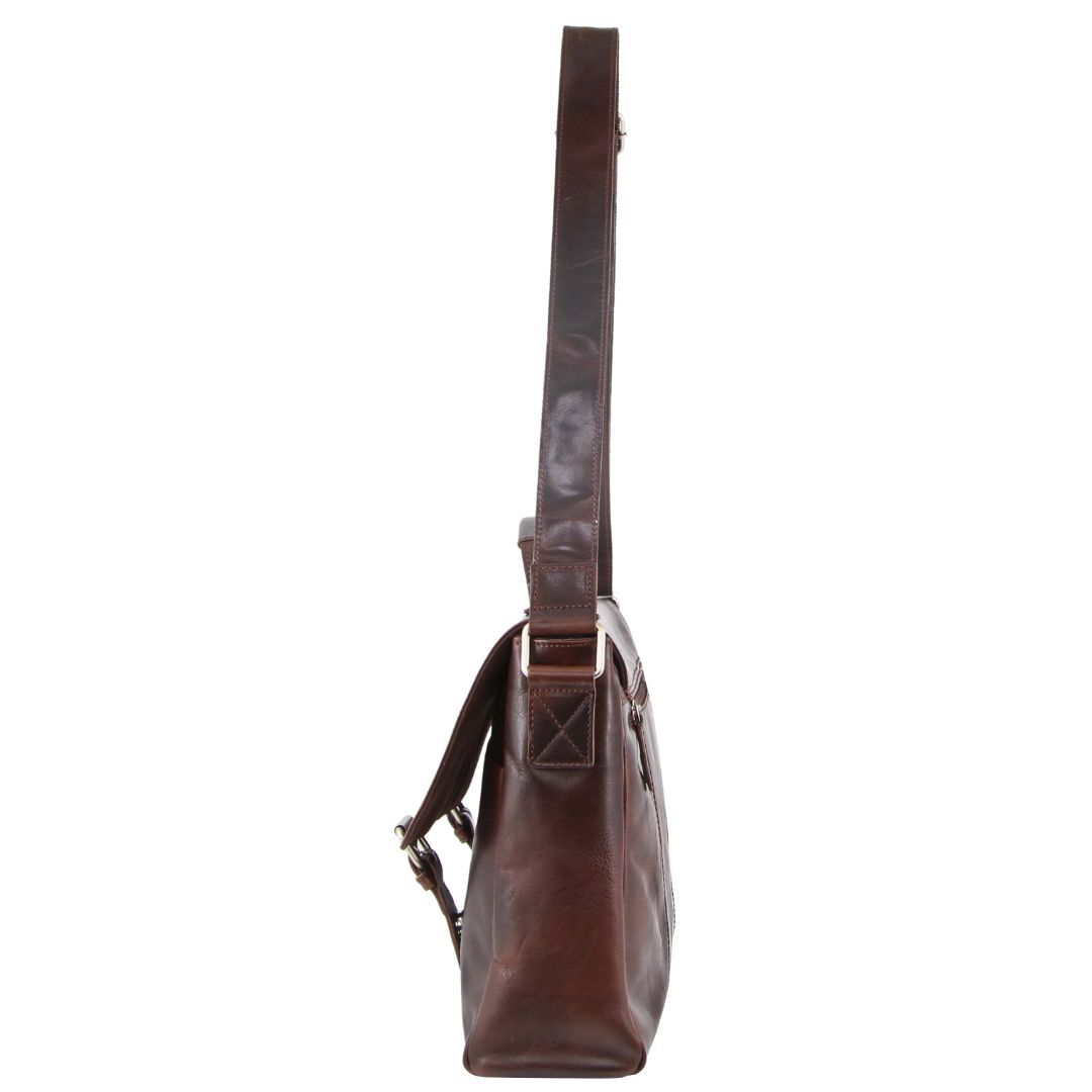 Bolsa De Mensajero Pierre Cardin Rustic Leather Computer Bag Hombre Chocolate Oscuro | YPBL-45832