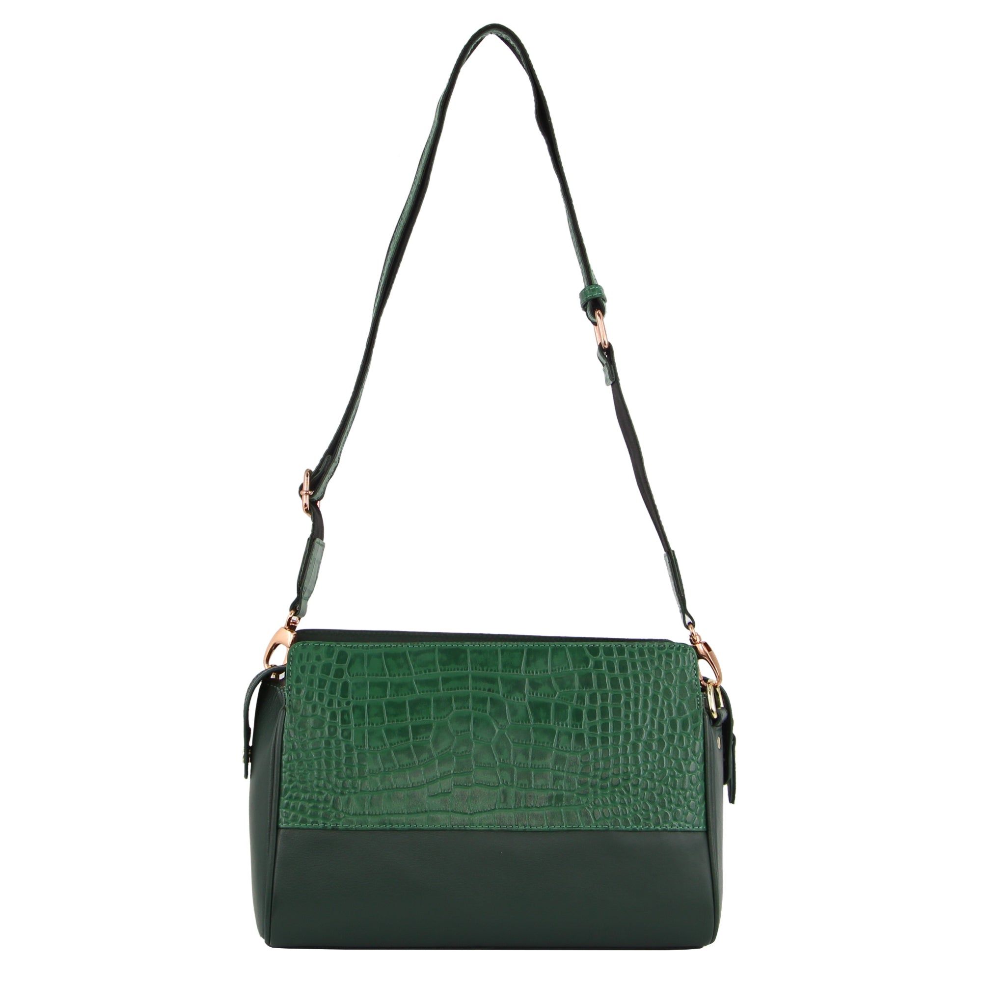 Bolsas Hombro Pierre Cardin Croc-Embossed Leather Cross-Body Bag Mujer Verde | KRWA-61342