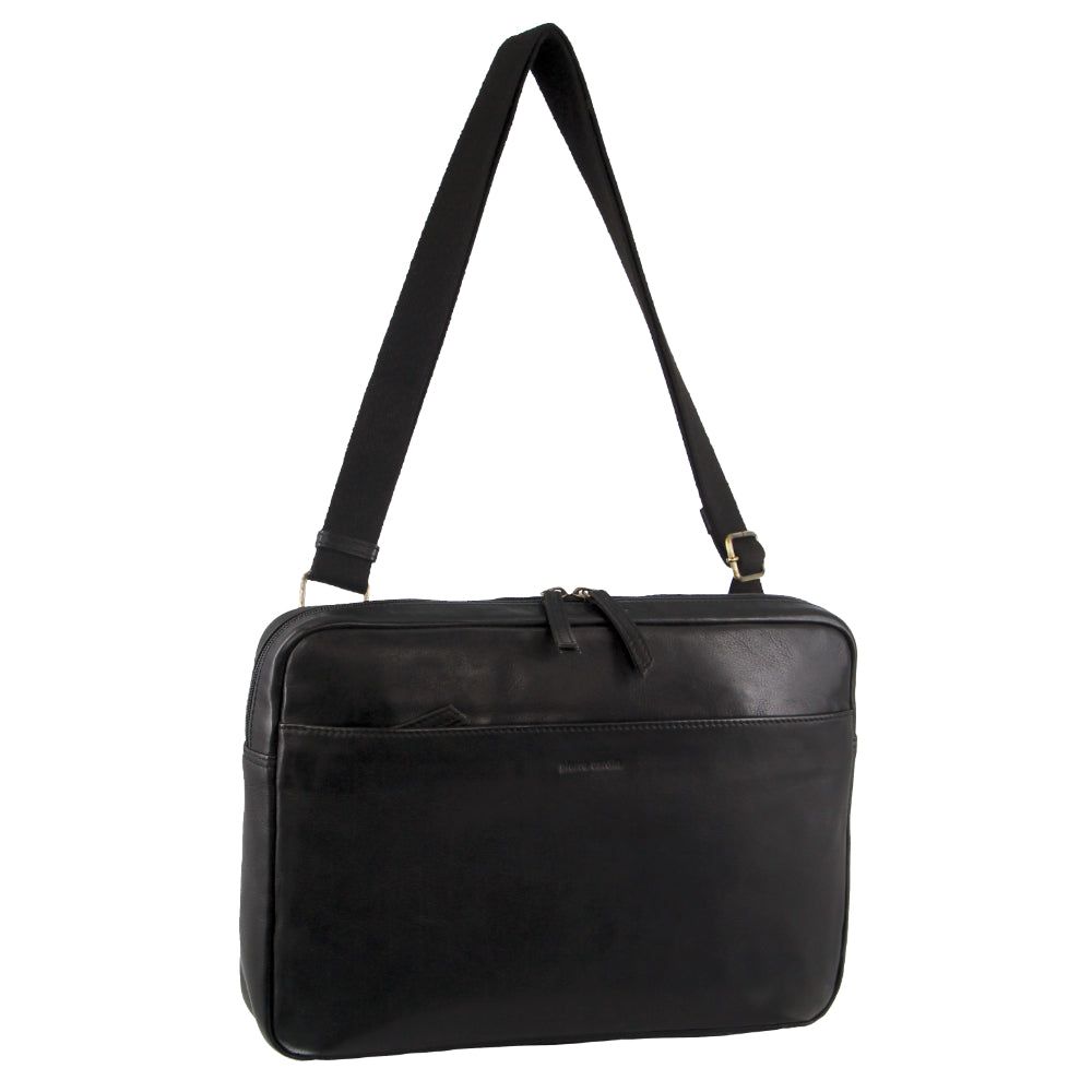 Bolsas Hombro Pierre Cardin Italian Leather Business Computer Bag Hombre Negras | NKSI-91625