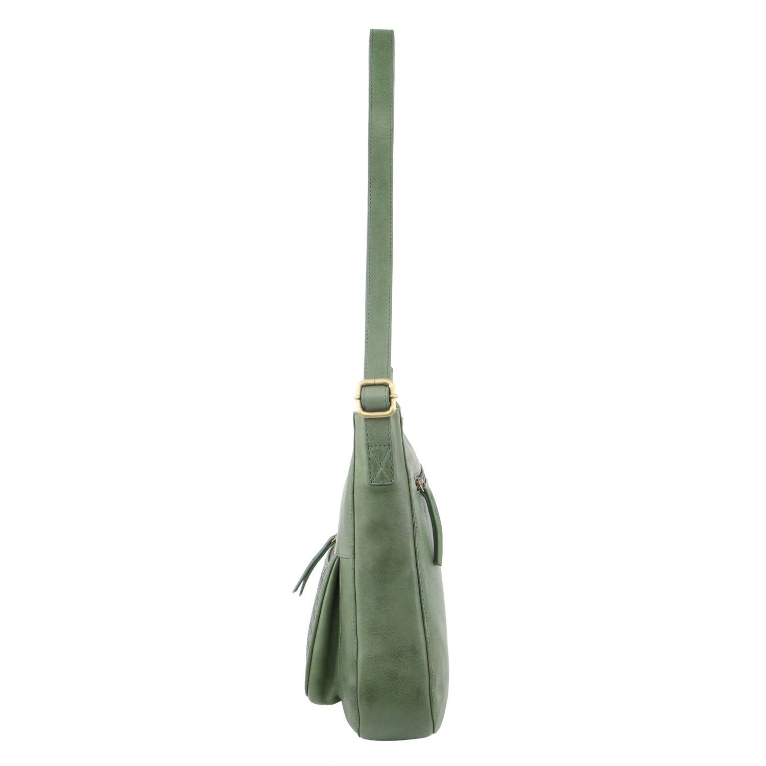 Bolsas Hombro Pierre Cardin Large Woven Embossed Leather Crossbody Bag Mujer Verde | MJRC-45287