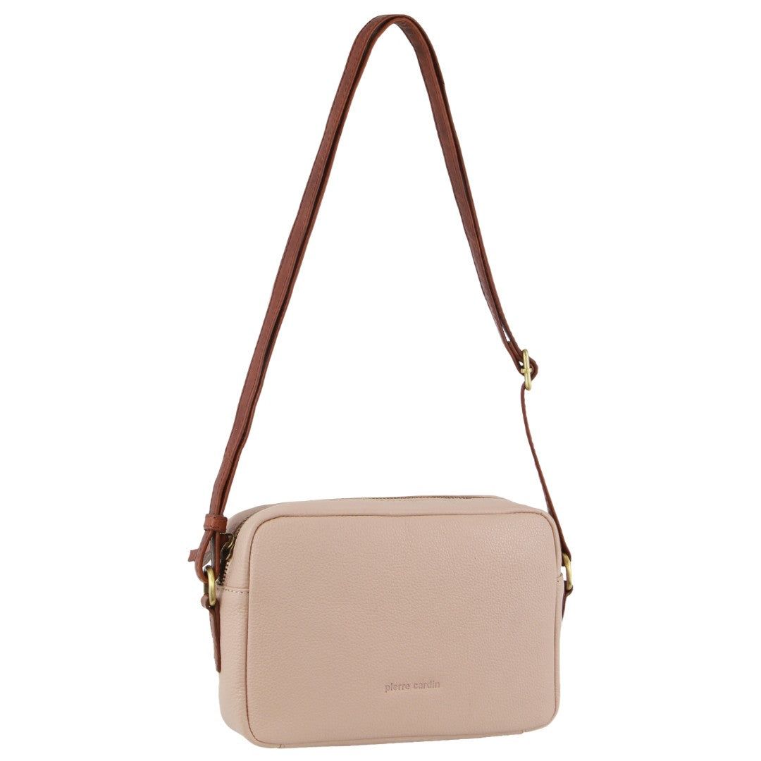 Bolsas Hombro Pierre Cardin Leather Classic Square Crossbody Bag Mujer Beige | TFMJ-70654