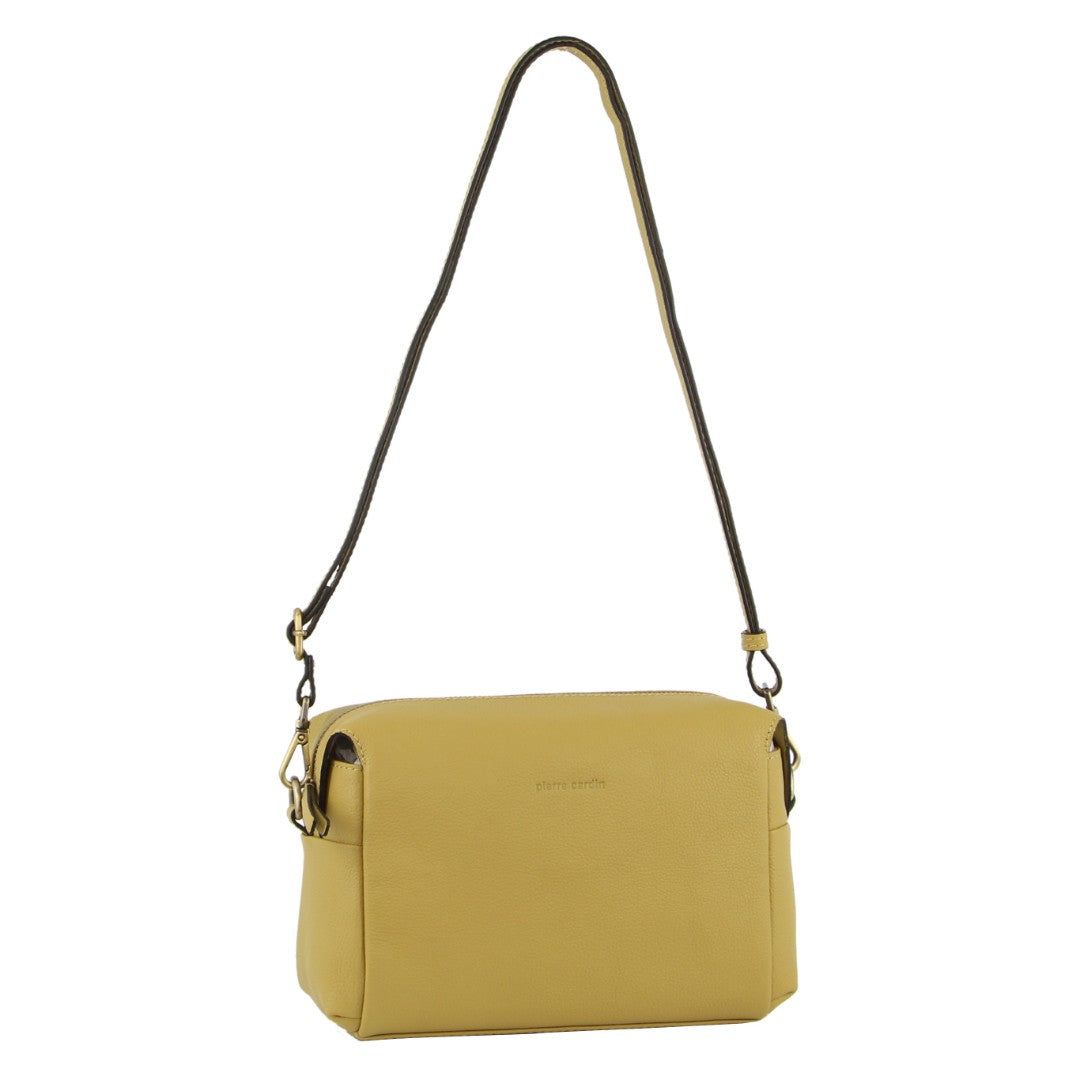 Bolsas Hombro Pierre Cardin Leather Cross-Body Bag Clutch Mujer Amarillo | FVYC-65037