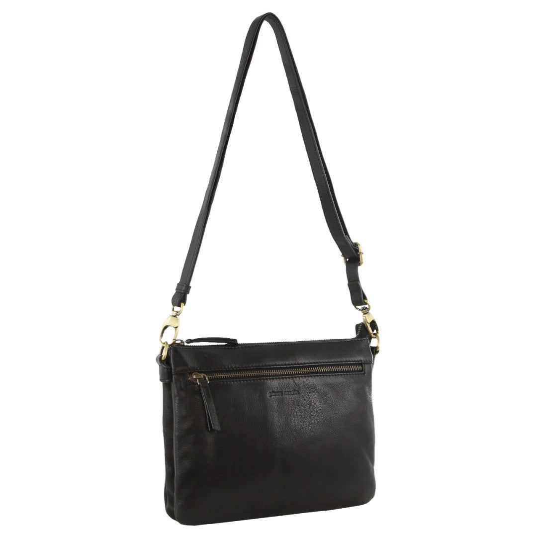 Bolsas Hombro Pierre Cardin Leather Crosbody Bag Mujer Negras | DROZ-82430