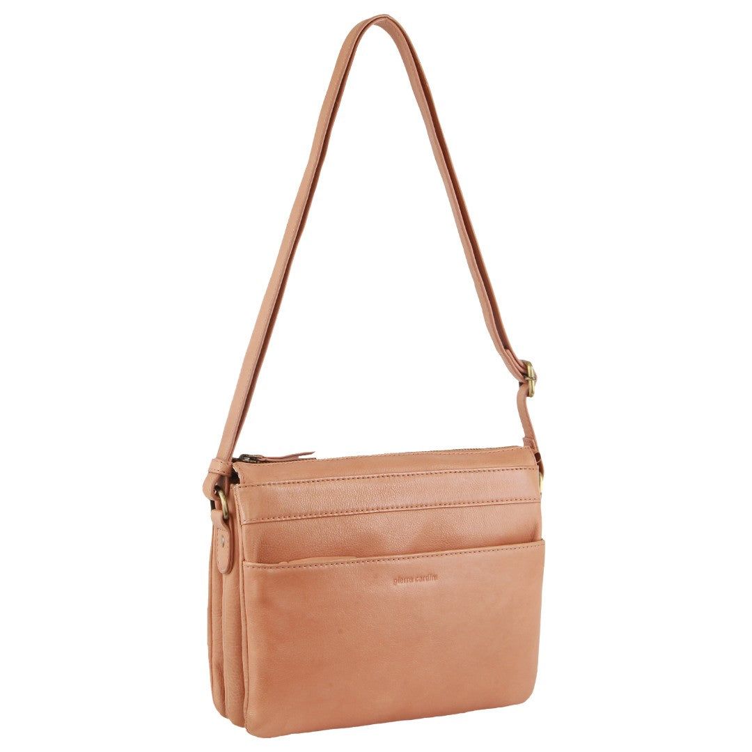 Bolsas Hombro Pierre Cardin Leather Crossbody Bag Mujer Albaricoque | BJHU-86542