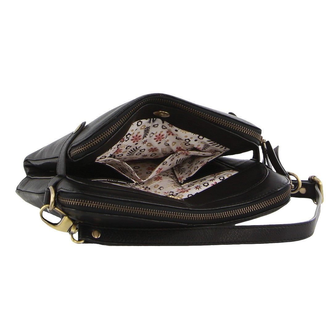 Bolsas Hombro Pierre Cardin Leather Crossbody Bag Mujer Negras | AZIB-54290