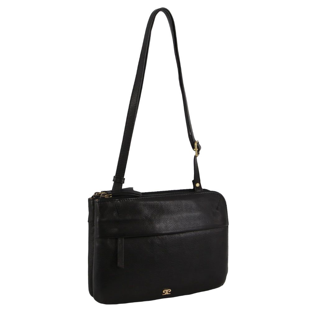 Bolsas Hombro Pierre Cardin Leather Crossbody Bag Mujer Negras | YZWC-51329