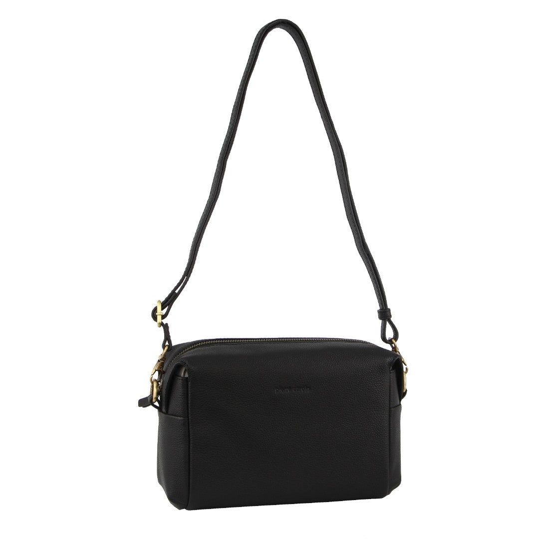 Bolsas Hombro Pierre Cardin Leather Cross-Body Bag Clutch Mujer Negras | MGRN-06714