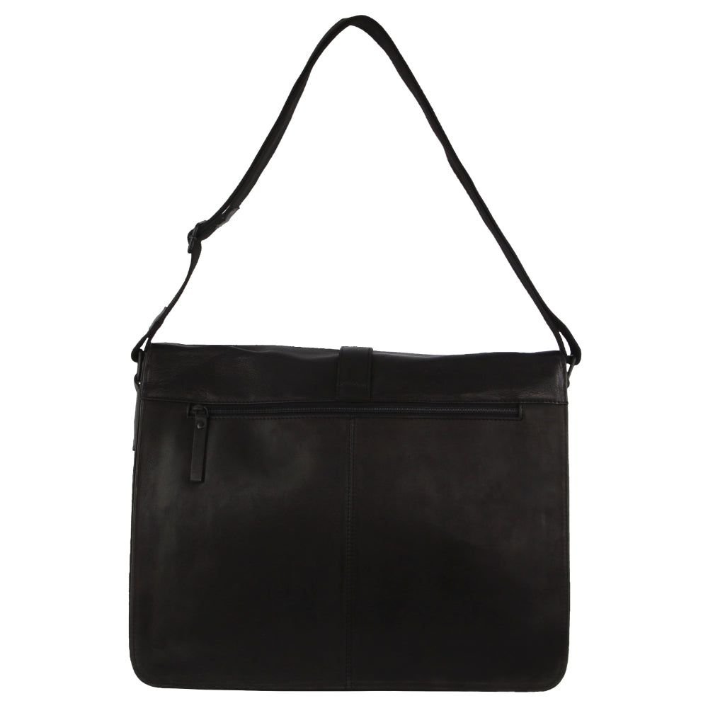 Bolsas Hombro Pierre Cardin Leather Flap-over Computer Bag Hombre Negras | EPJD-02856