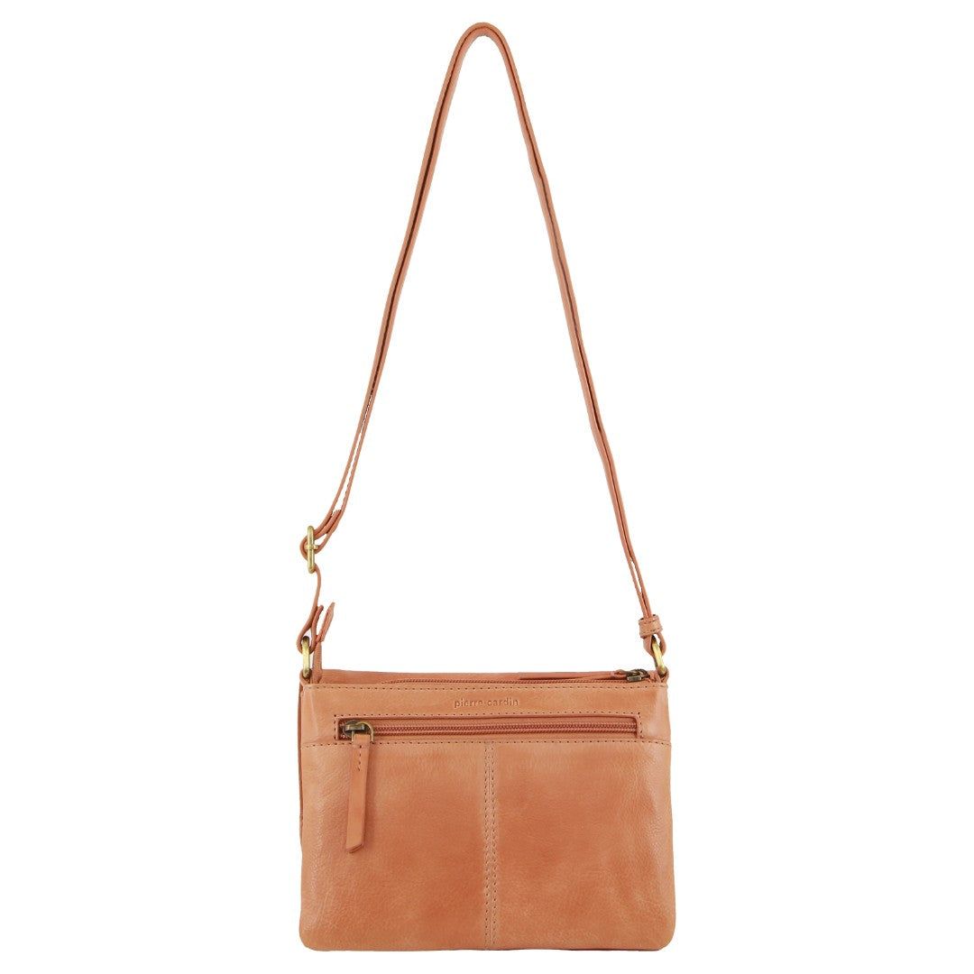 Bolsas Hombro Pierre Cardin Leather Flap-over Crossbody Bag Mujer Albaricoque | LHGZ-54028