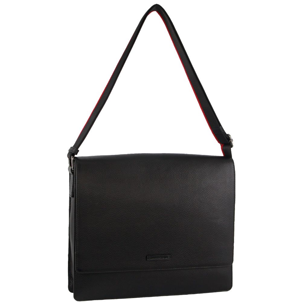 Bolsas Hombro Pierre Cardin Leather Flap-over Computer Bag Hombre Negras | IZCB-24036