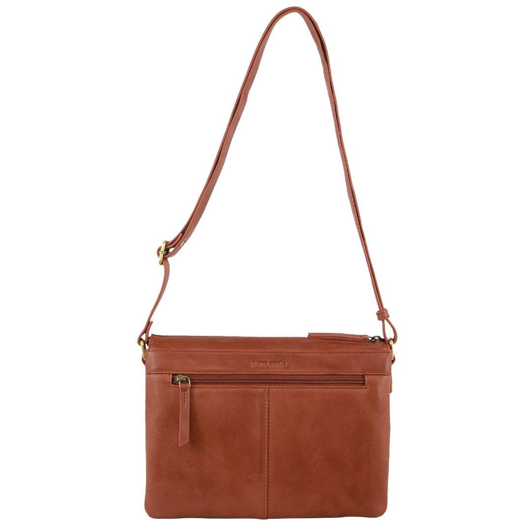 Bolsas Hombro Pierre Cardin Leather Layered Style Crossbody Bag Mujer Marrones | EBJU-85309