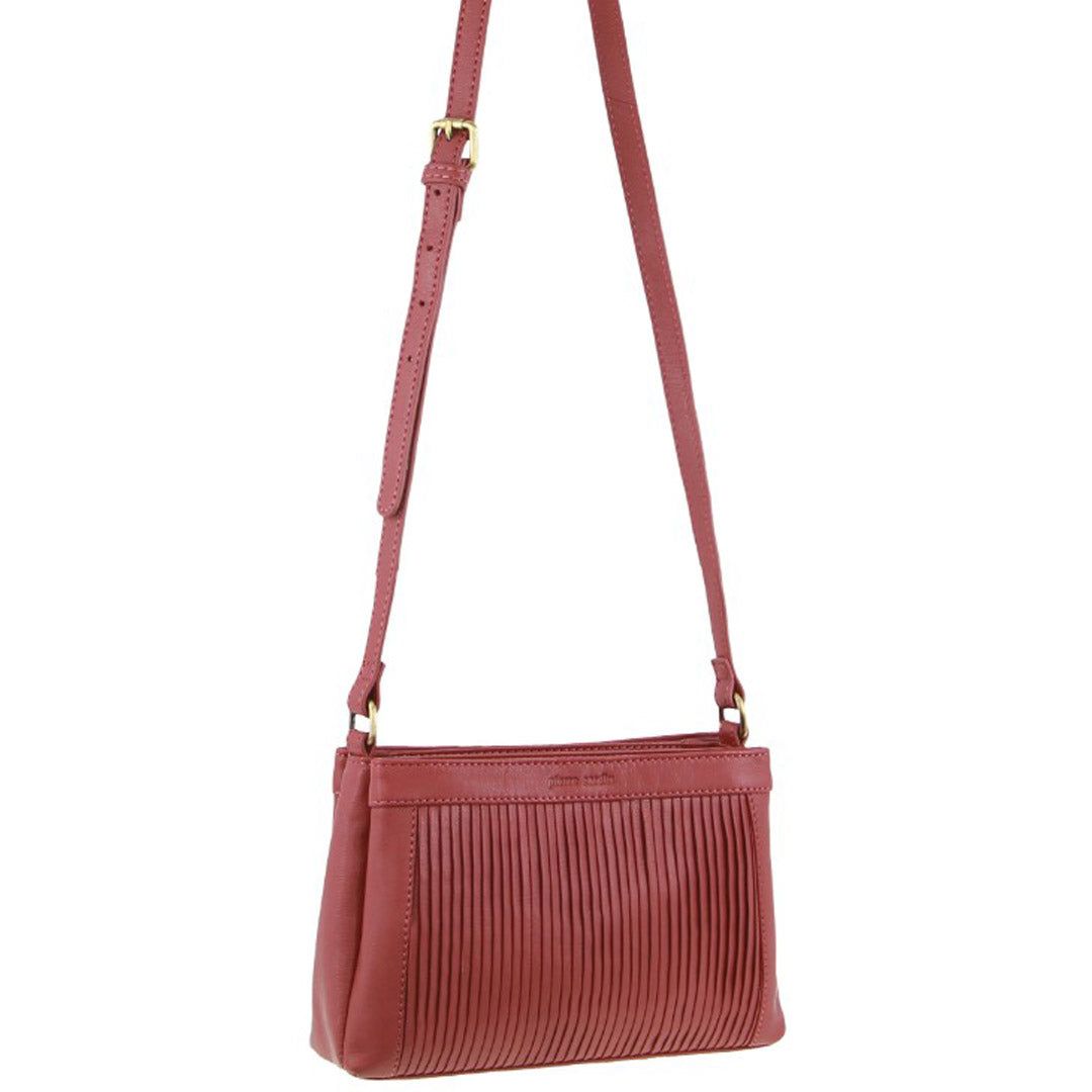 Bolsas Hombro Pierre Cardin Leather Pleated Design Crossbody Bag Mujer Marsala | TFJW-46538