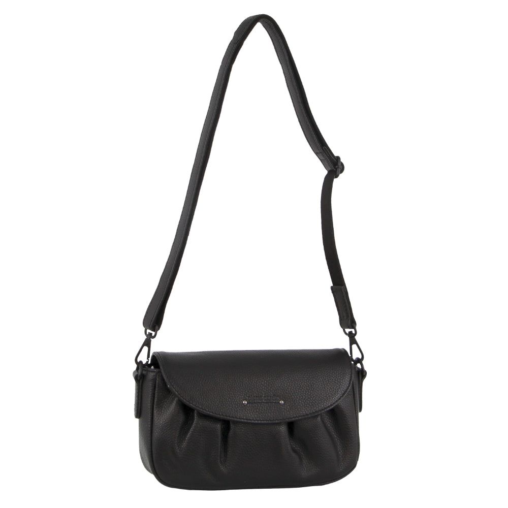 Bolsas Hombro Pierre Cardin Leather Pleated Design Crossbody Bag Mujer Negras | KIET-39015