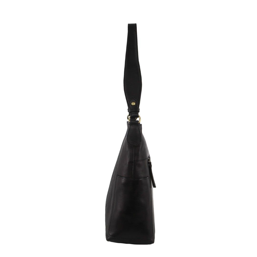 Bolsas Hombro Pierre Cardin Leather Stitch-design Hobo Bag Mujer Negras | ZNKT-70498