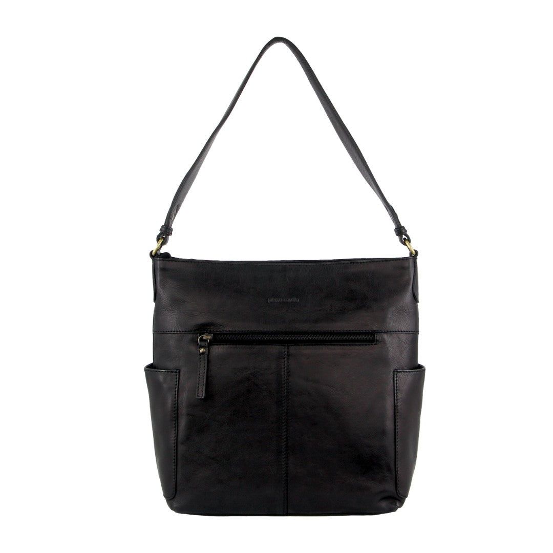 Bolsas Hombro Pierre Cardin Leather Stitch-design Hobo Bag Mujer Negras | ZNKT-70498