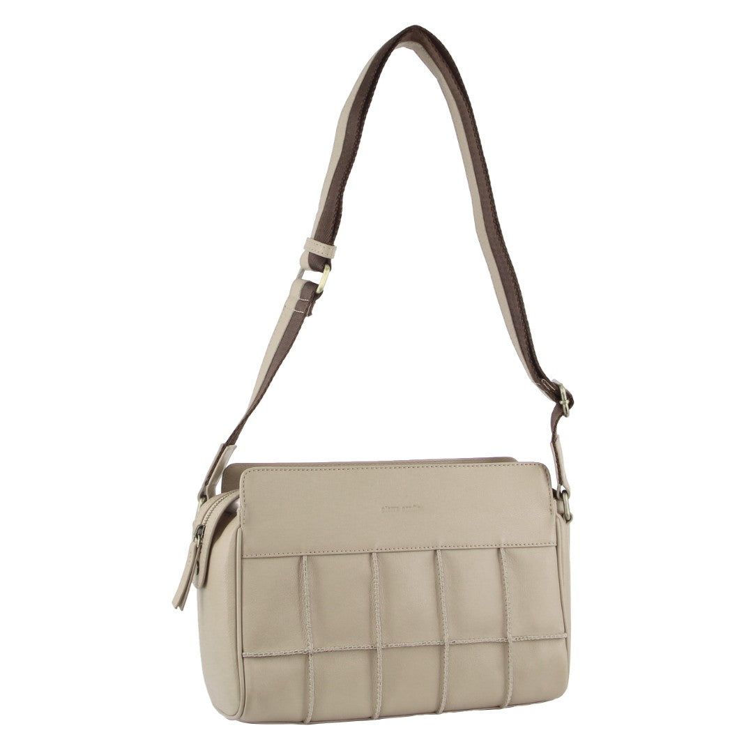 Bolsas Hombro Pierre Cardin Leather Stitch-design Cross-Body Bag Mujer Beige | UZTY-74658