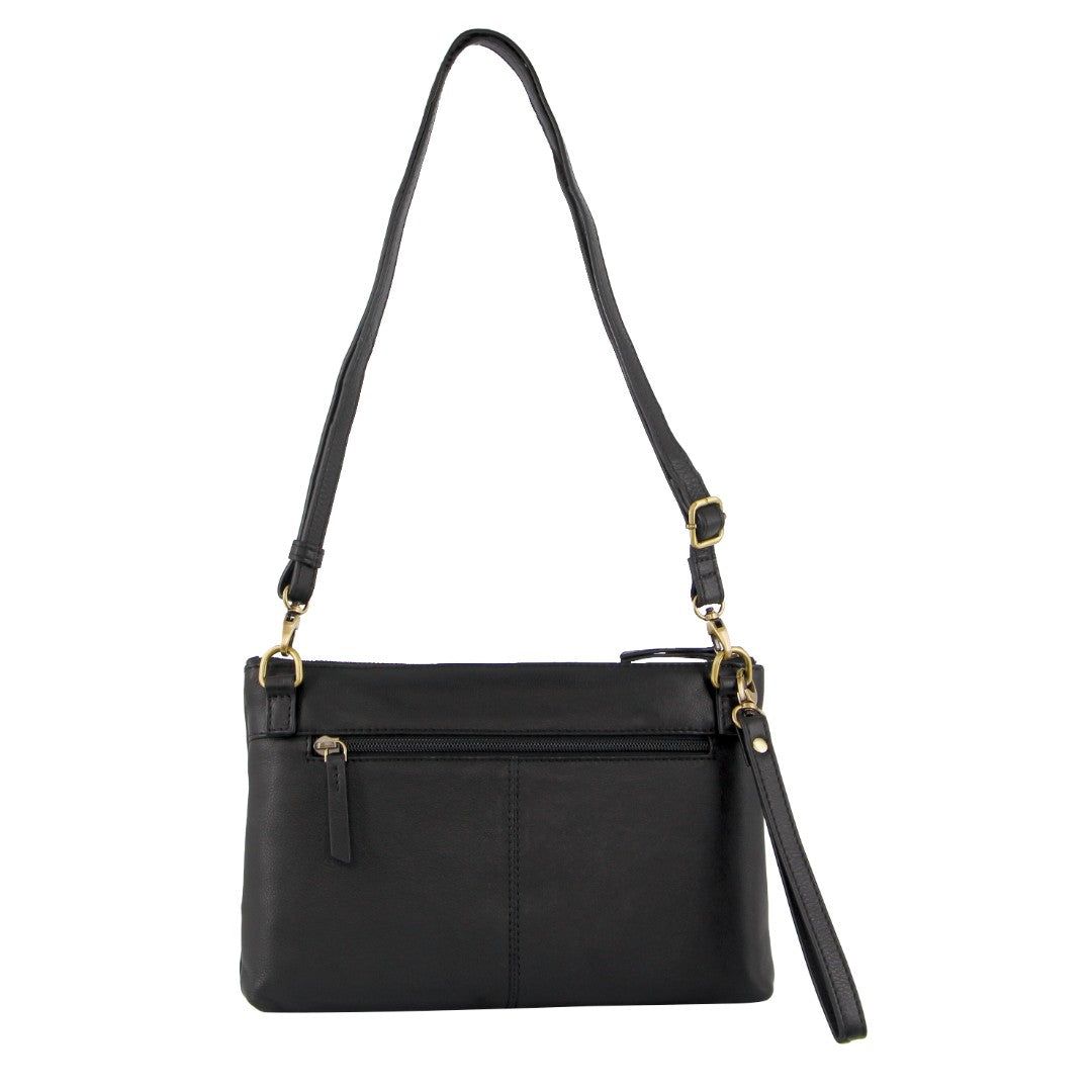 Bolsas Hombro Pierre Cardin Leather Stitch-design Cross-Body Bag Mujer Negras | SWAY-26591