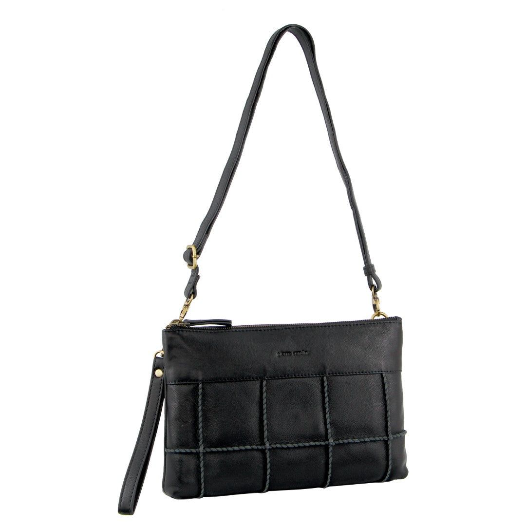 Bolsas Hombro Pierre Cardin Leather Stitch-design Cross-Body Bag Mujer Negras | SWAY-26591