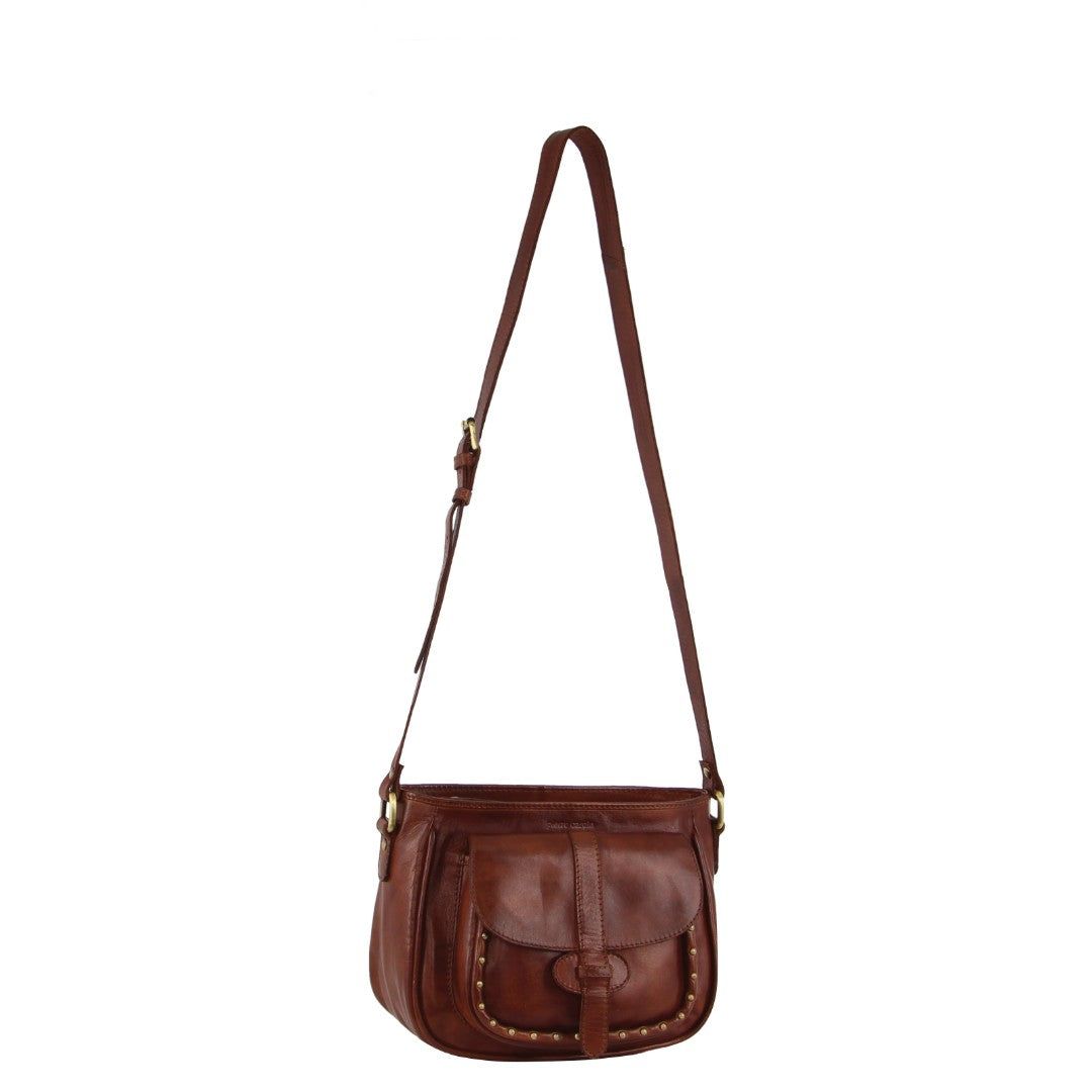 Bolsas Hombro Pierre Cardin Leather Stud Detail Cross-body Bag Mujer Marrones | WPDR-82307