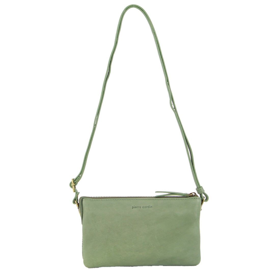 Bolsas Hombro Pierre Cardin Leather Textured Crossbody Clutch Bag Mujer Verde Oliva | PLYN-38950