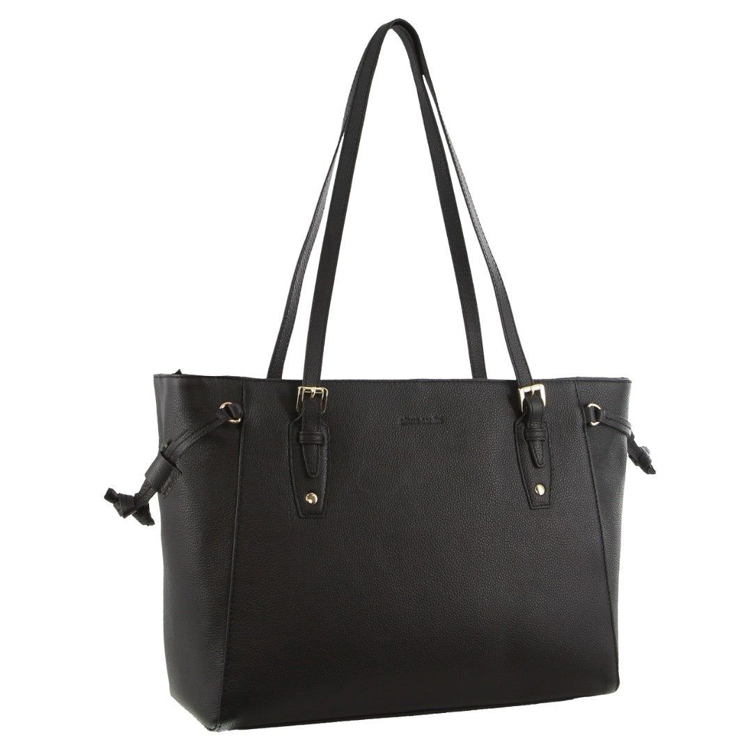 Bolsas Hombro Pierre Cardin Leather Tote Bag Mujer Negras | EPZY-65421