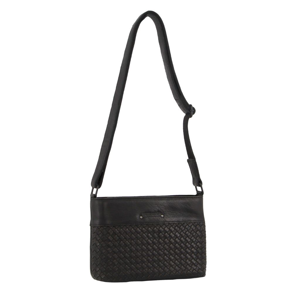 Bolsas Hombro Pierre Cardin Leather Woven Embossed Cross-Body Bag Mujer Negras | YMCT-95476