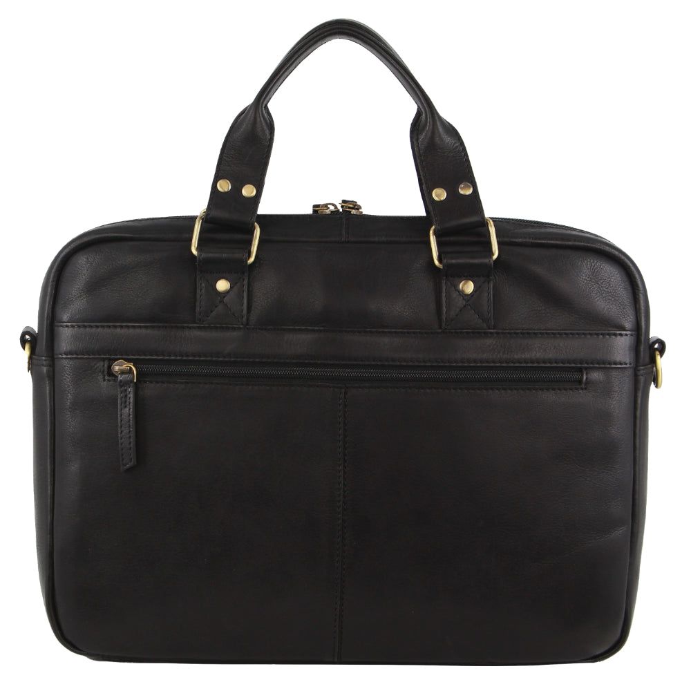 Bolsas Hombro Pierre Cardin Multi-Compartment Leather Computer Bag Hombre Negras | CAMB-49621