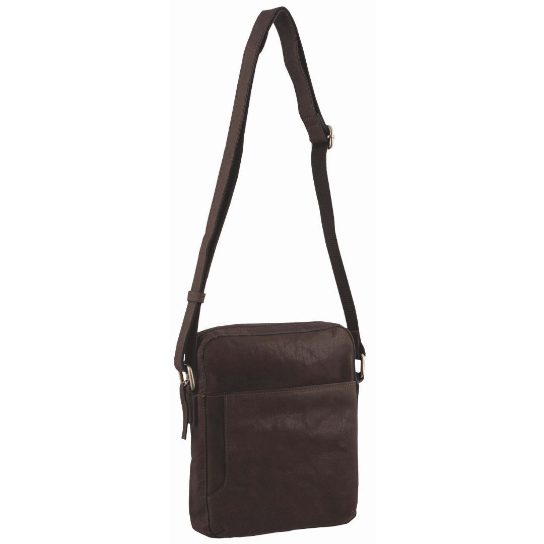 Bolsas Hombro Pierre Cardin Rustic Cuero Cross Body Tablet Bag Hombre Marrones | ZTMN-91784